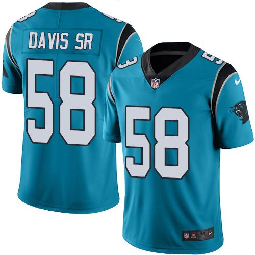 Nike Panthers #58 Thomas Davis Sr Blue Alternate Men's Stitched NFL Vapor Untouchable Limited Jersey